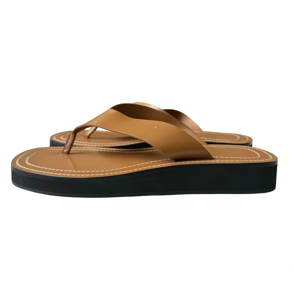 SOLD The Row Ginza Flip Flop Sandals Tan Leather - Picture 4 of 11